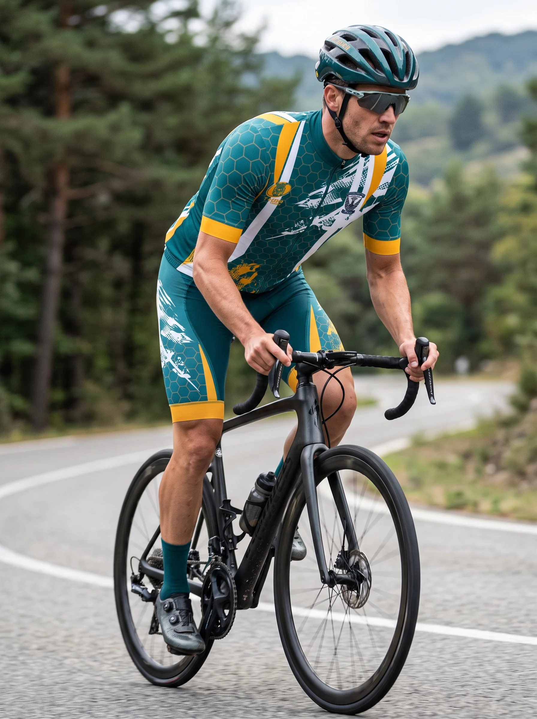 Detail of a custom cycling jersey produced by Tigon Sports